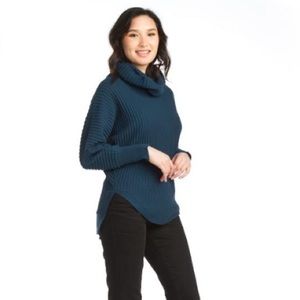 Papillon Cowl Neck Sweater Womens Large Ribbed Navy Blue Nordstrom Top
